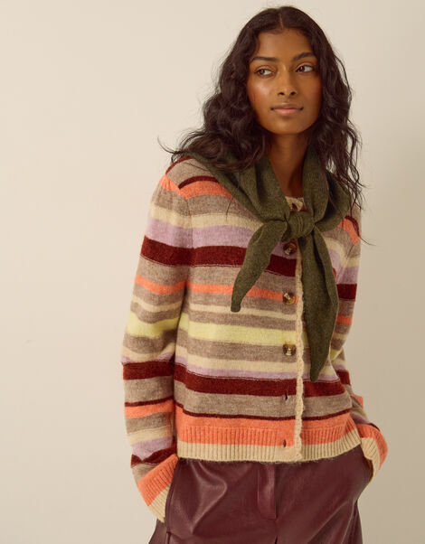 Fae Knitted Triangle Scarf, Brown (CHOCOLATE), large