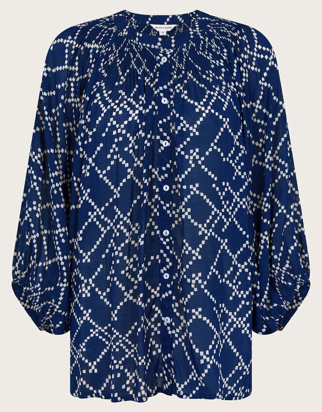 Neva Artisan Blouson Blouse, Blue (NAVY), large