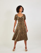 Lucy Animal Devore Midi Dress, Natural (STONE), large