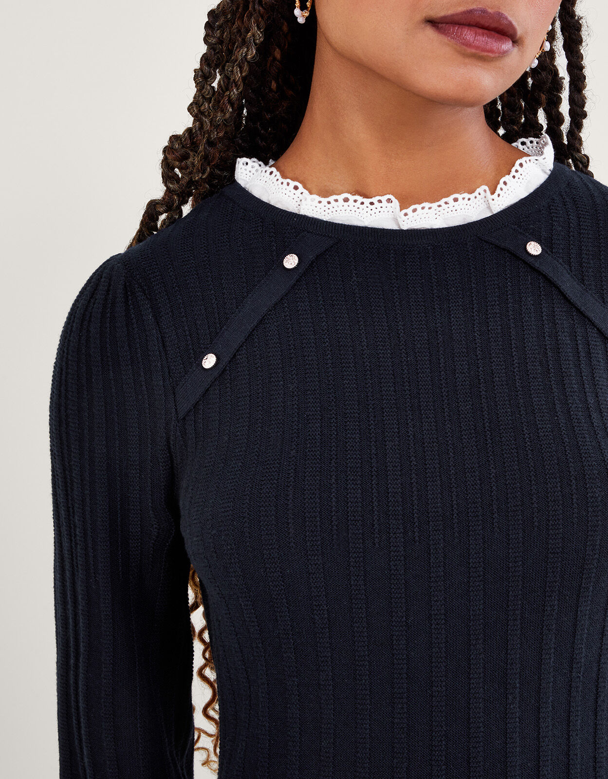 Lace Trim Swing Dress Blue Day Dresses Monsoon Global