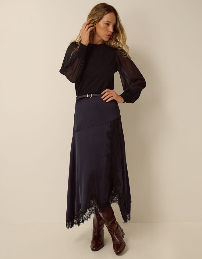 Mayci Mix Fabric Top, Black (BLACK), large