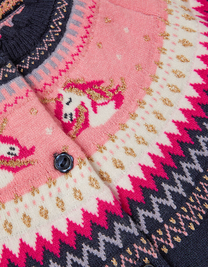 Unicorn Fair Isle Cardigan, Blue (NAVY), large
