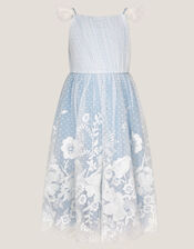 Abigail Floral Embroidered Dress, Blue (BLUE), large