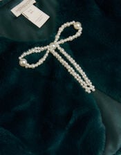 Marie Bow Faux Fur Shrug, Teal (TEAL), large