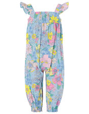 Baby Floral Romper in Pure Cotton, Blue (BLUE), large