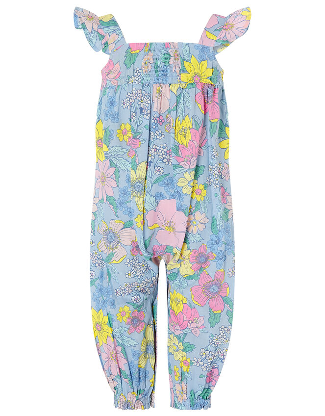 Baby Floral Romper in Pure Cotton, Blue (BLUE), large