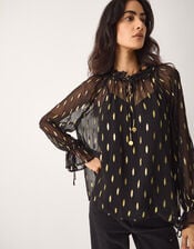 La Galeria Elefante Cowgirl Shimmer Blouse, Black (BLACK GOLD), large