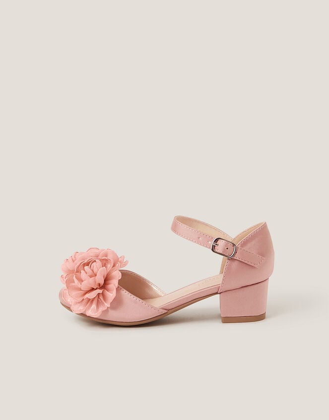 Corsage Satin Two-Part Heels, Pink (PINK), large