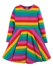 Frugi Rainbow Stripe Skater Dress, Multi (MULTI), large