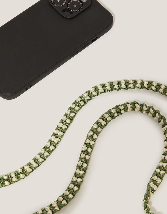 Braided Cord Phone Strap, Green (KHAKI), large