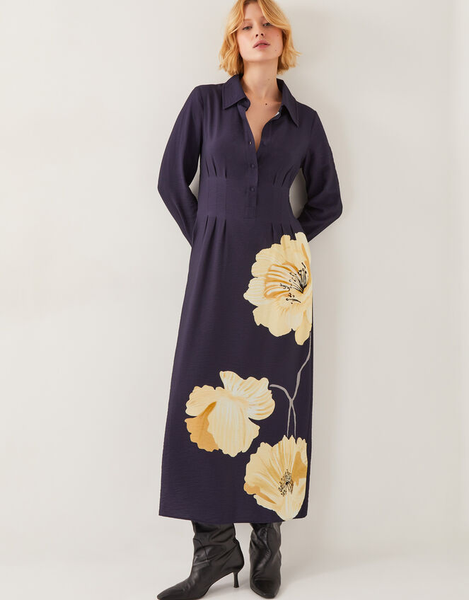 Fearne Floral Midi Shirt Dress, Blue (NAVY), large
