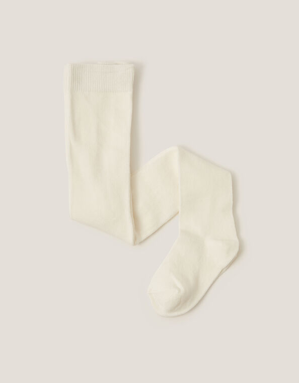 Baby Frosted Cotton Tights, Ivory (IVORY), large