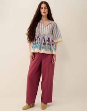East Rylea Printed Cotton Top, Blue (BLUE), large