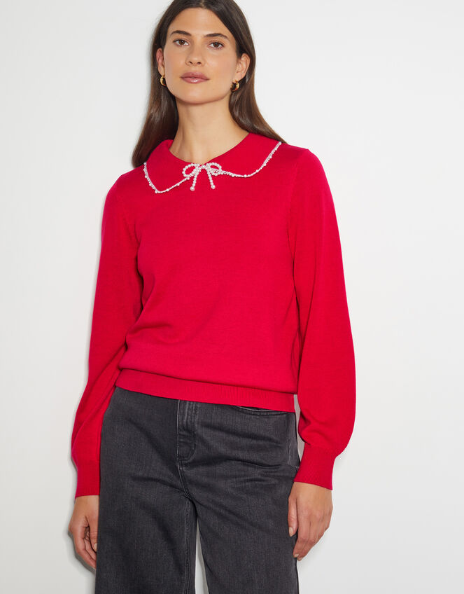 Clara Collar Jumper, Red (RED), large