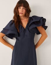 Patricia Ruffle Sleeve Midi Dress, Blue (NAVY), large