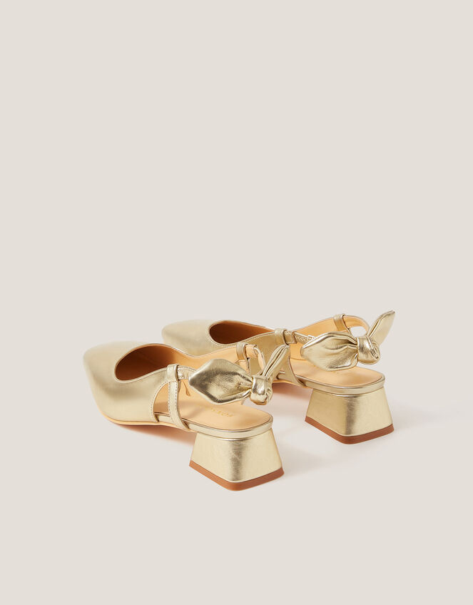 Lola Bow Slingback Heels, Gold (GOLD), large