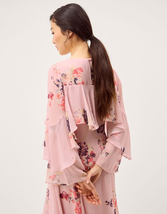 Amber Floral Cape Maxi Dress, Pink (PINK), large