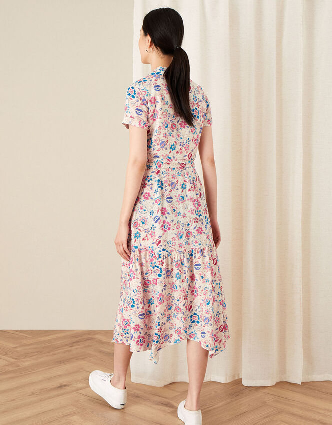 Teagan Floral Shirt Dress, Ivory (IVORY), large