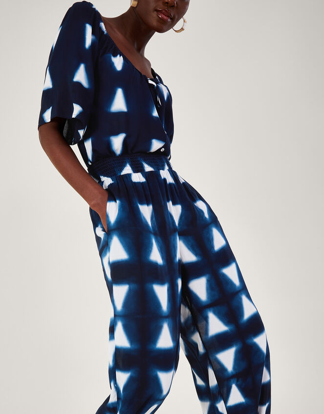 Batik Dye Triangle Trousers in LENZING™ ECOVERO™, Blue (NAVY), large
