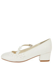 Evelyn Asymmetric Flower Trim Shoes, Ivory (IVORY), large