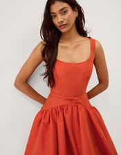 Mila Fit and Flare Midi Dress, Orange (ORANGE), large