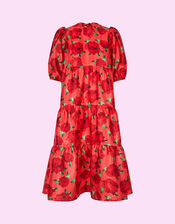 Crās Floral Tiered Dress, Red (RED), large