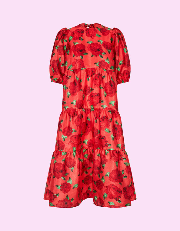 Crās Floral Tiered Dress, Red (RED), large