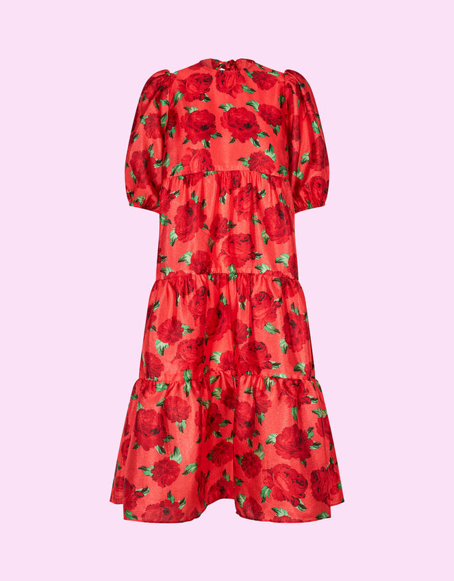 Crās Floral Tiered Dress, Red (RED), large