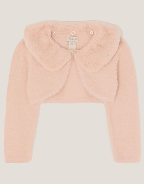 Baby Detachable Collar Fuzzy Cardigan, Pink (PINK), large