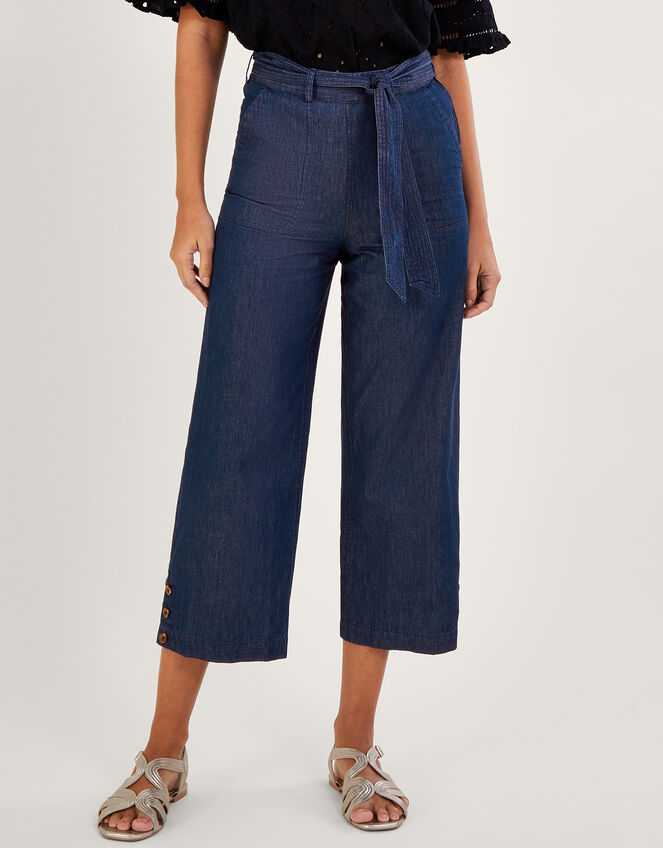 Denim Crop Trousers, Blue (DENIM BLUE), large