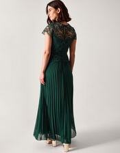 Monica Lace Pleated Bridesmaid Dress, Green (DARK GREEN), large
