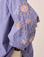 East Anyar Embroidered Cotton Blouse , Blue (BLUE), large