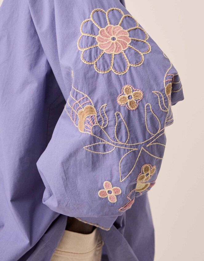 East Anyar Embroidered Cotton Blouse , Blue (BLUE), large
