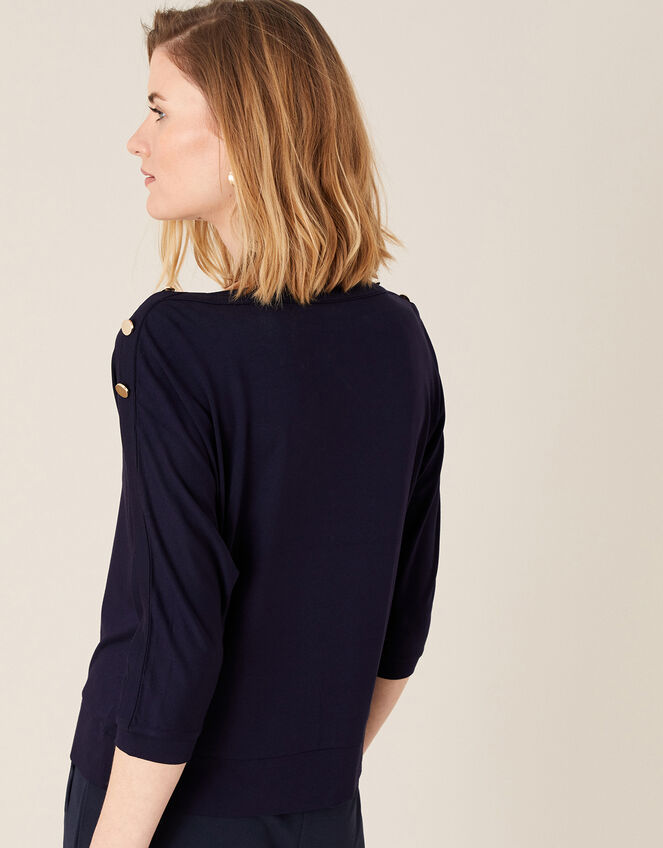 Pryla Long Sleeve Top with LENZING™ ECOVERO™, Blue (NAVY), large