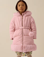 Faux Fur Padded Coat, Pink (PINK), large
