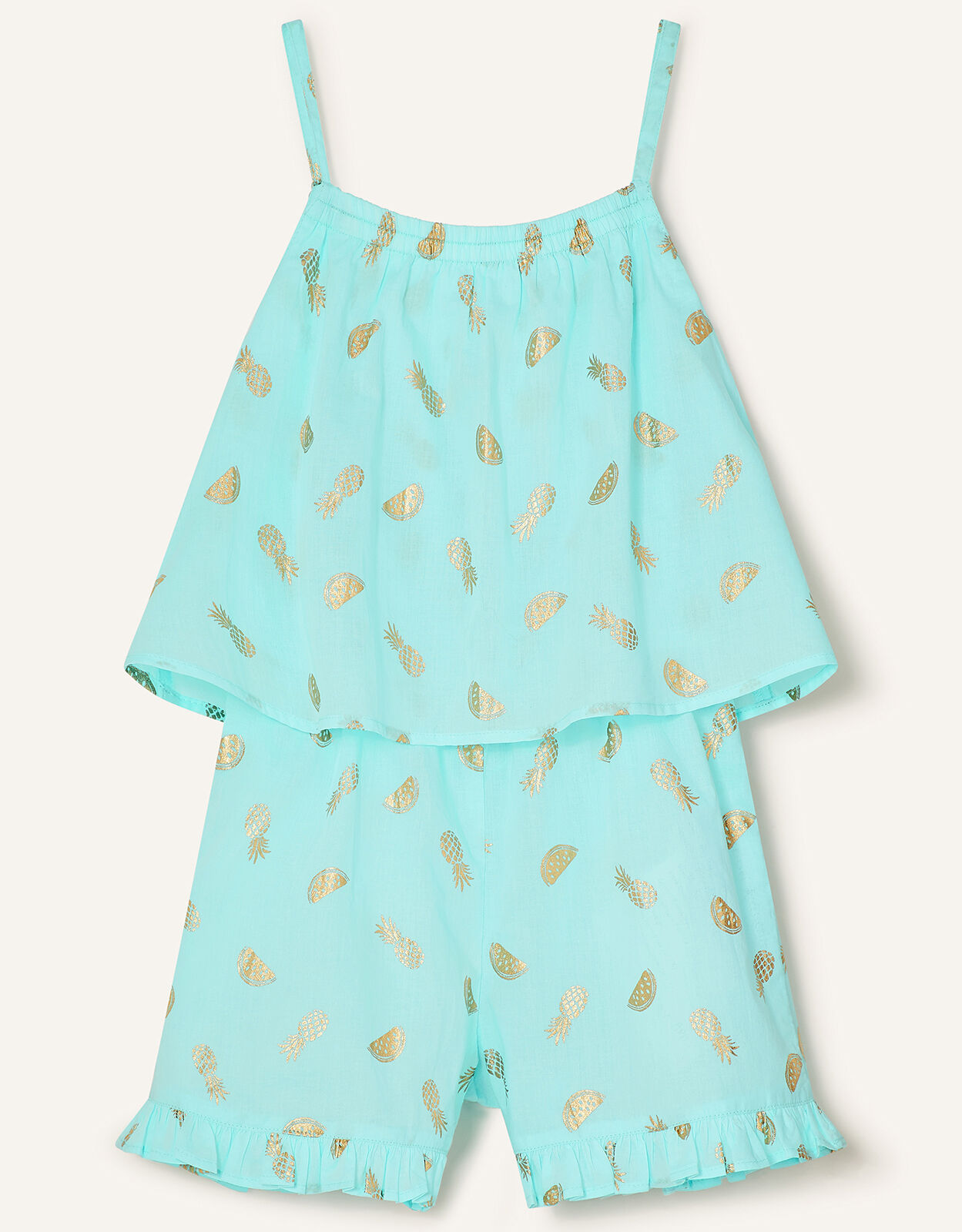 Fruit Print Frill Playsuit Blue | Girls 