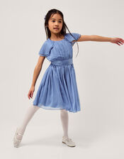 Ava Cape Sleeve Chiffon Bridesmaid Dress, Blue (BLUE), large