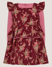 Baby Top & Floral Corduroy Dress Set, Red (BURGUNDY), large