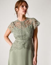 Monica Lace Midi Bridesmaid Dress, Green (PALE GREEN), large