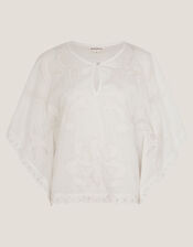 Aija Cutwork Boxy Blouse, White (WHITE), large