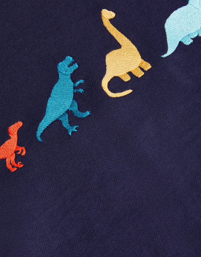 Dinosaur Embroidered Oversized Sweat Top	, Blue (NAVY), large
