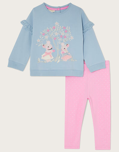 Baby Mouse Tree Sweat Top and Leggings Set Blue, Blue (BLUE), large
