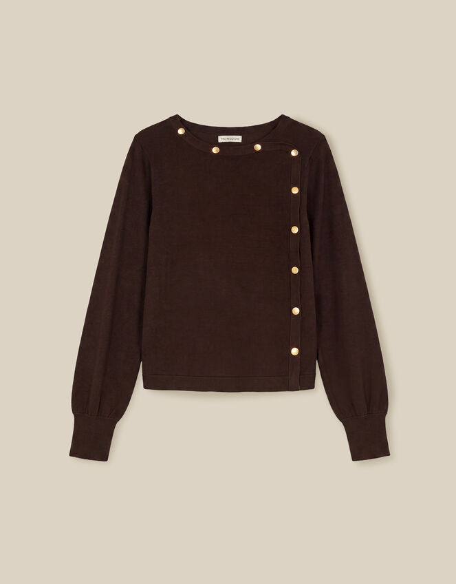 Beryl Button Jumper, Brown (CHOCOLATE), large