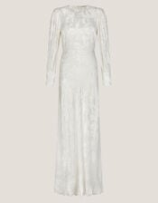 Grace Long Sleeve Satin Wedding Dress, Ivory (IVORY), large