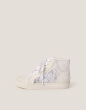 Lace High-Top Sneakers, Ivory (IVORY), large