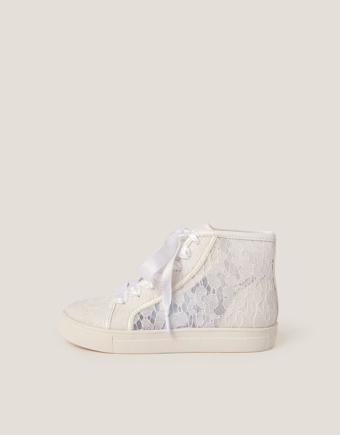 Lace High-Top Sneakers, Ivory (IVORY), large