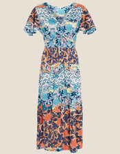 Sufja Printed Jersey Tea Dress , Blue (NAVY), large