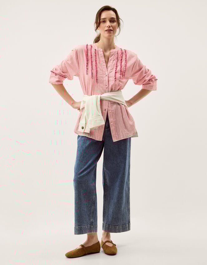 Ceres Frill Stripe Shirt, Red (RED), large