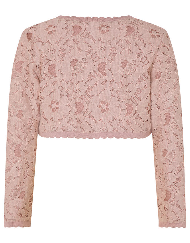 Eliona Cropped Lace Cardigan, Pink (DUSKY PINK), large