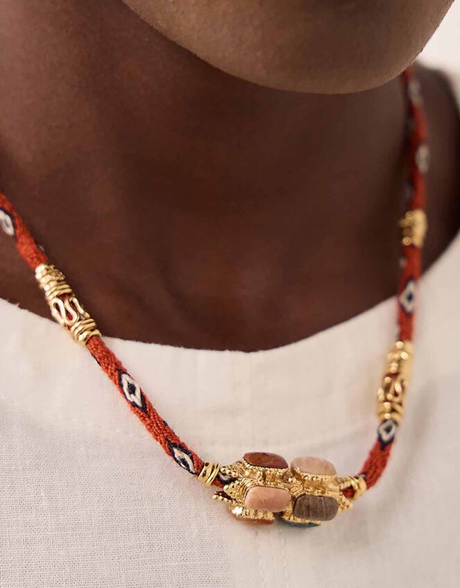 Gas Bijoux Lima Talisman Stone Hand-Woven Cord Necklace, , large